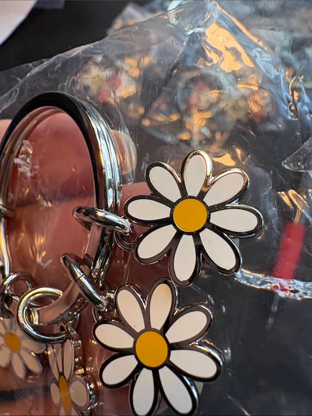 Coach White and Yellow Daisy Charm Key Ring - Picture 4 of 4